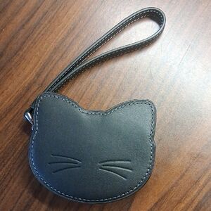 COACH Black Cat-Shaped Coin Case